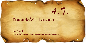 Anderkó Tamara névjegykártya